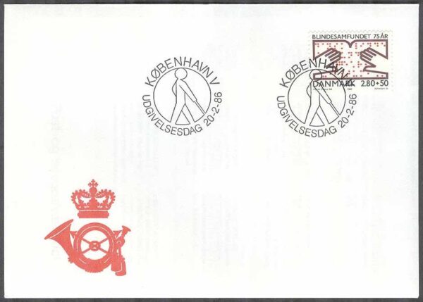 Danmark - FDC 1986-02-20 - Danska Blindsamfundet 75 år, 1 kpl Vinjett 1