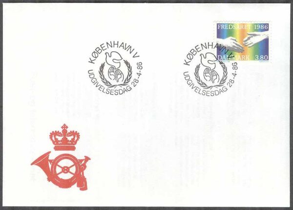 Danmark - FDC 1986-04-28 - Internationella Fredsåret, 1 kpl Vinjett 1