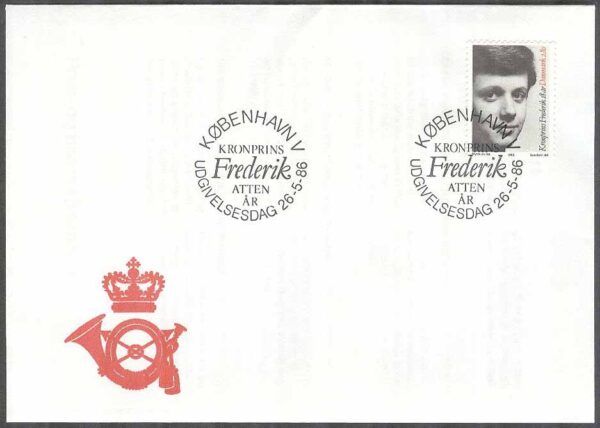 Danmark - FDC 1986-05-26 - Kronprins Frederik 18 år, 1 kpl Vinjett 1
