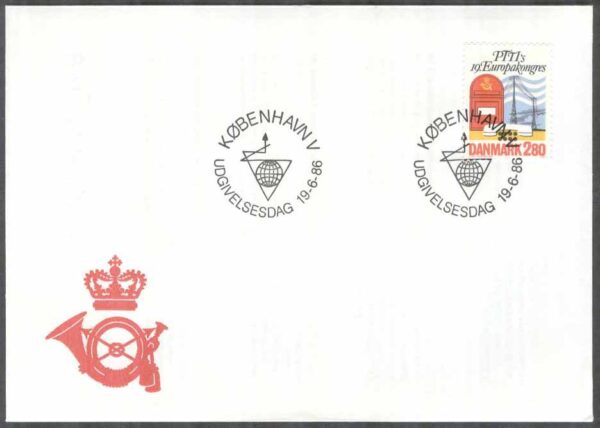 Danmark - FDC 1986-06-19 - Post-Telegraf & Telefonkongress, 1 kpl Vinjett 1