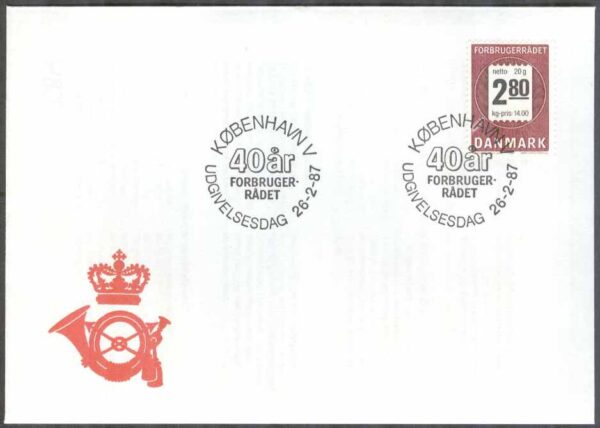 Danmark - FDC 1987-02-26 - Konsumentrådet 40 år, 1 kpl Vinjett 1
