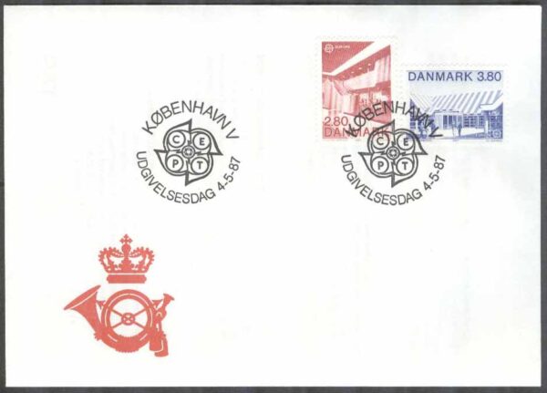 Danmark - FDC 1987-05-04 - Europa CEPT 1987 Arkitektur, 2 kpl Vinjett 1