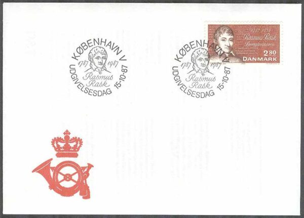 Danmark - FDC 1987-10-15 - Rasmus Rask 200 år, 1 kpl Vinjett 1