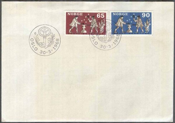 Norge - FDC 1968-03-30 - Norskt Hantverk, 2 kpl