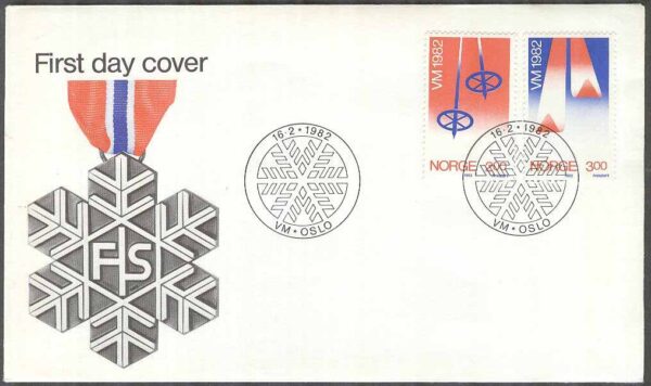 Norge - FDC 1982-02-16 - VM på skidor 1992, 2 kpl Vinjett 7