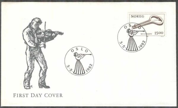 Norge - FDC 1982-05-03 - Mungiga - Instrument - Musik, 1 kpl Vinjett 5