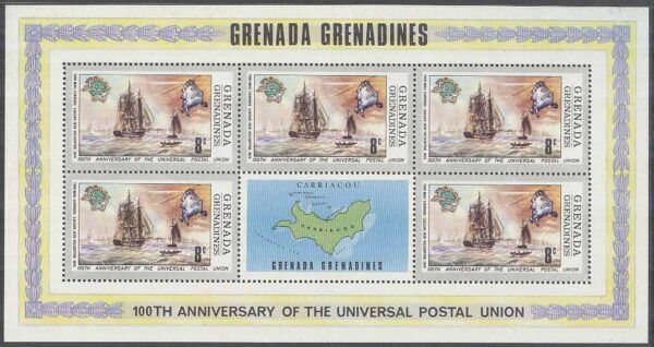 Grenada Granadines - M   26 + Zf Världspostföreningen UPU 100 år, Miniark kpl **
