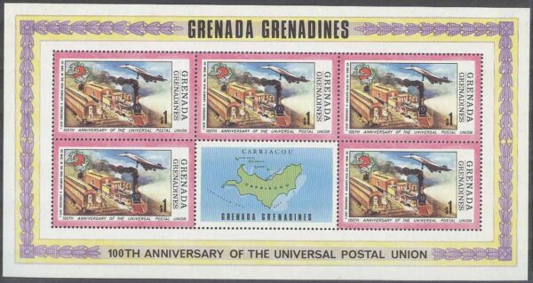Grenada Granadines - M   29 + Zf Världspostföreningen UPU 100 år, Miniark kpl **