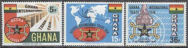 Ghana - M  279-280, 282 Internationell Handelsmässa 1967 - Flaggor, 3 olika **