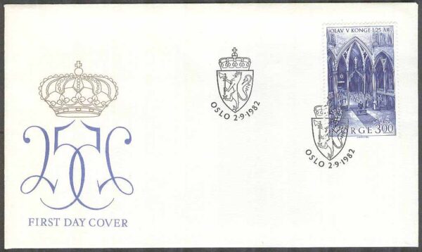 Norge - FDC 1982-09-02 - Ola V 25 år som Regent, 1 kpl Vinjett 5
