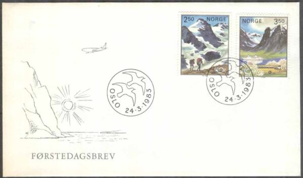 Norge - FDC 1983-03-24 - Norden VI. Res i Norden - Landskap, 2 kpl Vinjett 1