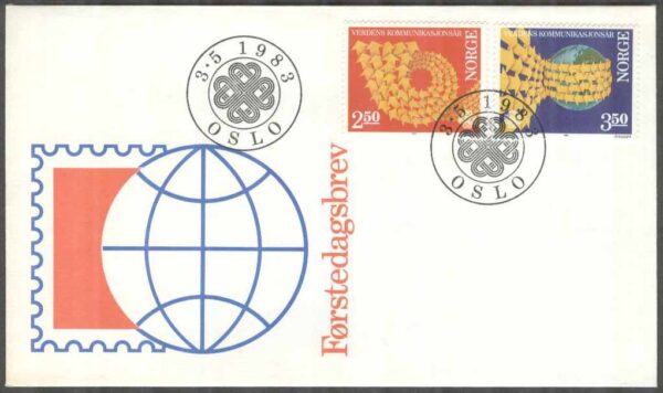 Norge - FDC 1983-05-03 - Världskommunikationsåret 1983, 2 kpl Vinjett 1