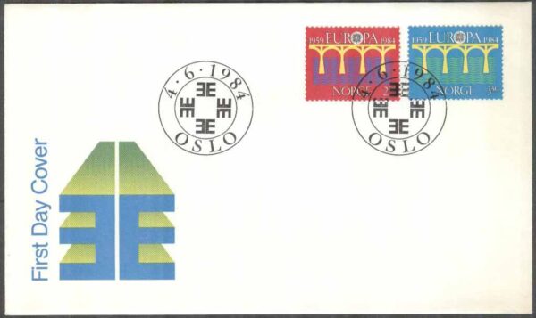 Norge - FDC 1984-06-04 - Europa CEPT 1984 - CEPT 25 år, 2 kpl Vinjett 1