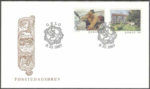 Norge - FDC 1987-10-09 - Norsk Målarkonst VII, 2 kpl Vinjett 1