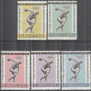 Paraguay – M 1103-1107 Internat Samarbete inom Sport I – OS märken, 5 olika **