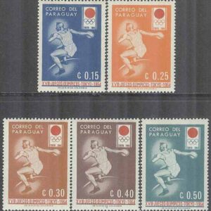 Paraguay – M 1265-1269 OS i Tokyo 1964 Diskus, 5 olika **