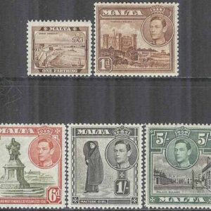 Malta – M  176,178,184,185,189 Landsmotiv – Kung Georg VI, 5 olika **