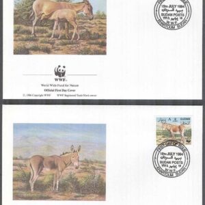Sudan – FDC 1994-06-15 – Däggdjur – Afrikansk vildåsna – Naturskydd – WWF, 4 kpl