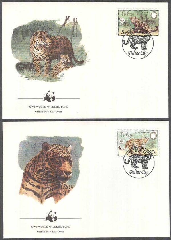 Belize - FDC 1983-12-09 - Kattdjur - Jaguar - Naturskydd - WWF, 4 kpl