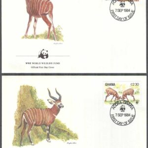 Ghana – FDC 1984-09-07 – Däggdjur – Bongo – Naturskydd – WWF, 4 kpl
