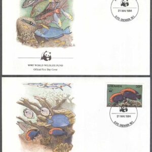 Grenada – FDC 1984-05-21 – Fiskar – Naturskydd – WWF, 4 kpl