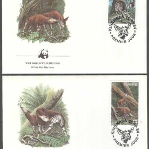 Zaire – FDC 1984-10-15 – Däggdjur – Okapi – Naturskydd – WWF, 4 kpl