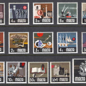 Malta – M  457-471  Bruksmärken – Samtida levnadsutsikter, 15 kpl **