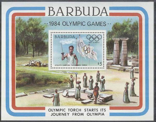 Barbuda - M BL  85 OS i Los Angeles 1984 Fackellöpare, Block **