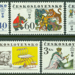 Tjeckoslovakien – M 2391-2395 Barnboksillustrationer 60 år, 5 kpl **