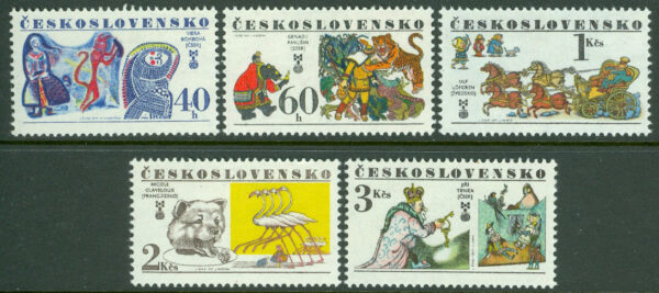 Tjeckoslovakien - M 2391-2395 Barnboksillustrationer 60 år, 5 kpl **
