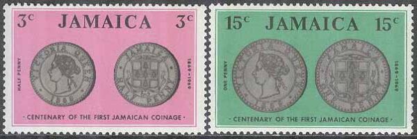 Jamaica - M  297-298 Mynt på Jamaica 100 år, 2 kpl **