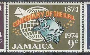 Jamaica – M  387-389 Världspostföreningen UPU 100 år, 3 kpl **