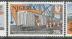 Nigeria – M  374-376 Järnvägen i Nigeria 25 år bla Ånglok, 3 kpl **