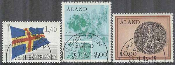 Åland - F    4-6 Olika motiv. Flagga - Karta - Sigill, 3 kpl