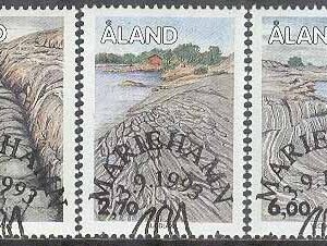 Åland – F   75-77 Den åländska berggrunden. Bruksfrimärke, 3 kpl