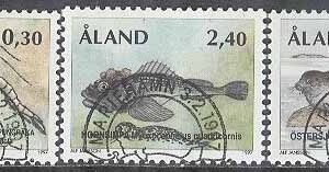 Åland – F  124-126 Havsdjur bla Hornsimpa – Vikare, 3 kpl