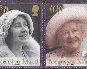 Ascension – M  875-876 Drottningmodern Elisabeth död 2002, 2 kpl **