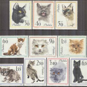 Polen – M 1475-1484 Katter bla Europeiska katter, 10 kpl **