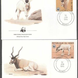 Niger – FDC 1985-06-14 – Däggdjur – Antiloper – Naturskydd – WWF, 4 kpl