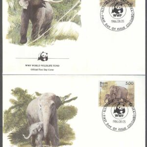 Sri Lanka – FDC 1986-08-05 – Ceylon Elefant – Naturskydd – WWF, 4 kpl