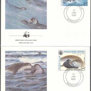 Mauretanien – FDC 1986-06-12 – Havsdjur – Munksälar – Naturskydd – WWF, 4 kpl
