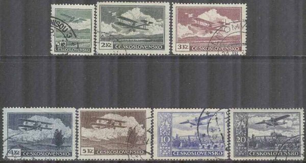 Tjeckoslovakien - M  303, 305-310 A Flygplan över Landskap, 7 olika