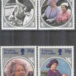 Tristan da Cunha – M  385-388 Drottningmodern Elisabeth 85 år, 4 kpl **