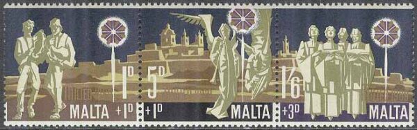 Malta - M  398-400 Jul 1969 - Änglar & Musik, 3-strip kpl **