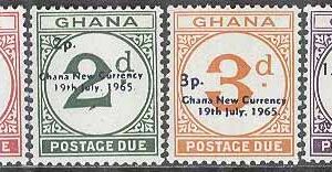 Ghana – M P  11-13, 15 Portomärken – Siffror – Påtryck, 4 olika **
