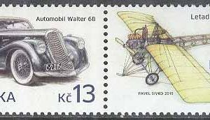 Tjeckien – M  836-837 Histroriska Transportmedel V – Bil & Flygplan, par kpl **
