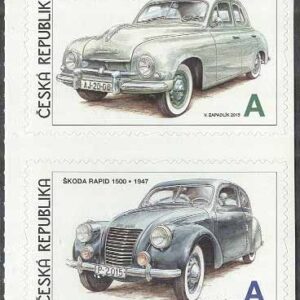 Tjeckien – M  855-856 Historiska Bilar bla Skoda 1201 1955, 2 kpl **