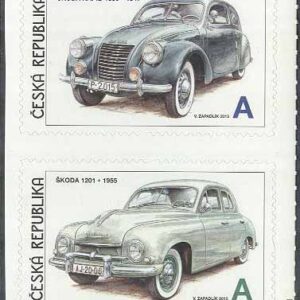 Tjeckien – M  856-855 Historiska Bilar bla Skoda 1201 1955, 2 kpl **