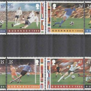 Guernsey – M  693-700 EM i Fotboll i England 1996 bla Flaggor, 4 kpl **