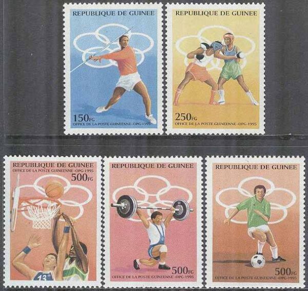 Guinea - M 1521-1525 OS i Atlanta 1996 bla Fotboll - Basket, 5 kpl **